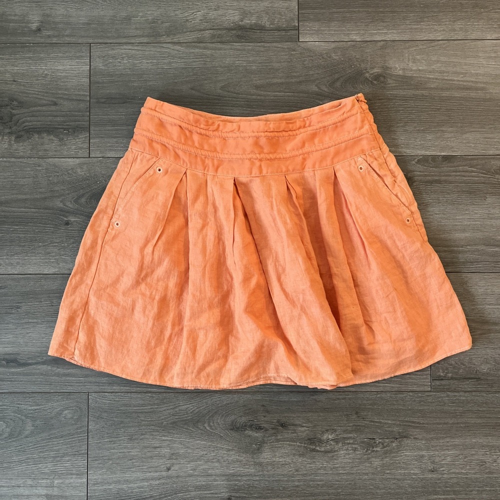 Armani Exchange Womens Sz 2 Linen Skirt Orange